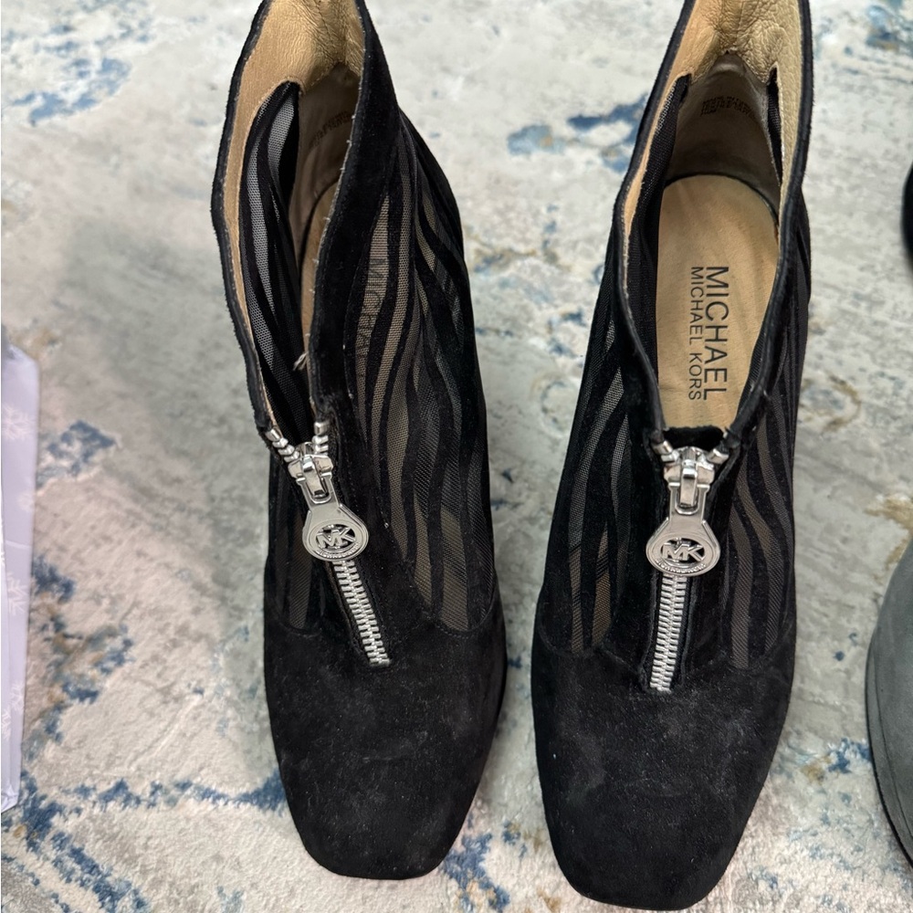 Michael Kors Black Ankle Booties with Silver Zipper